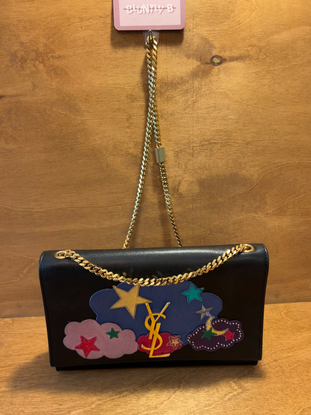 Authentic Saint Laurent YSL Kate Bag in Embellished Cloud and Star Patchwork Leather