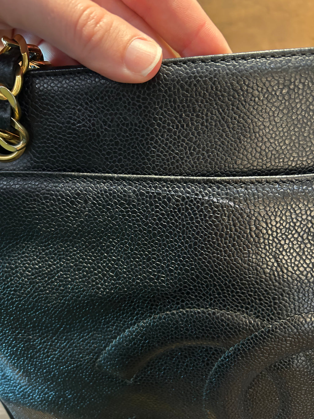 Authentic Vintage Chanel Front Pocket Tote - Black Caviar Leather