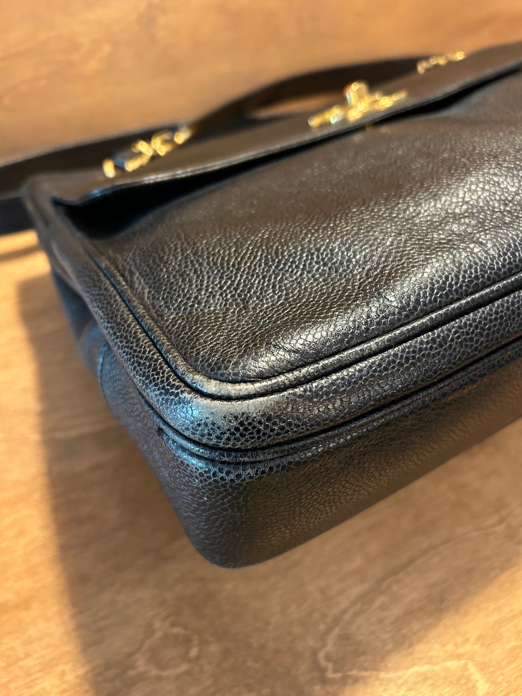 Authentic Vintage Chanel Front Pocket Tote - Black Caviar Leather