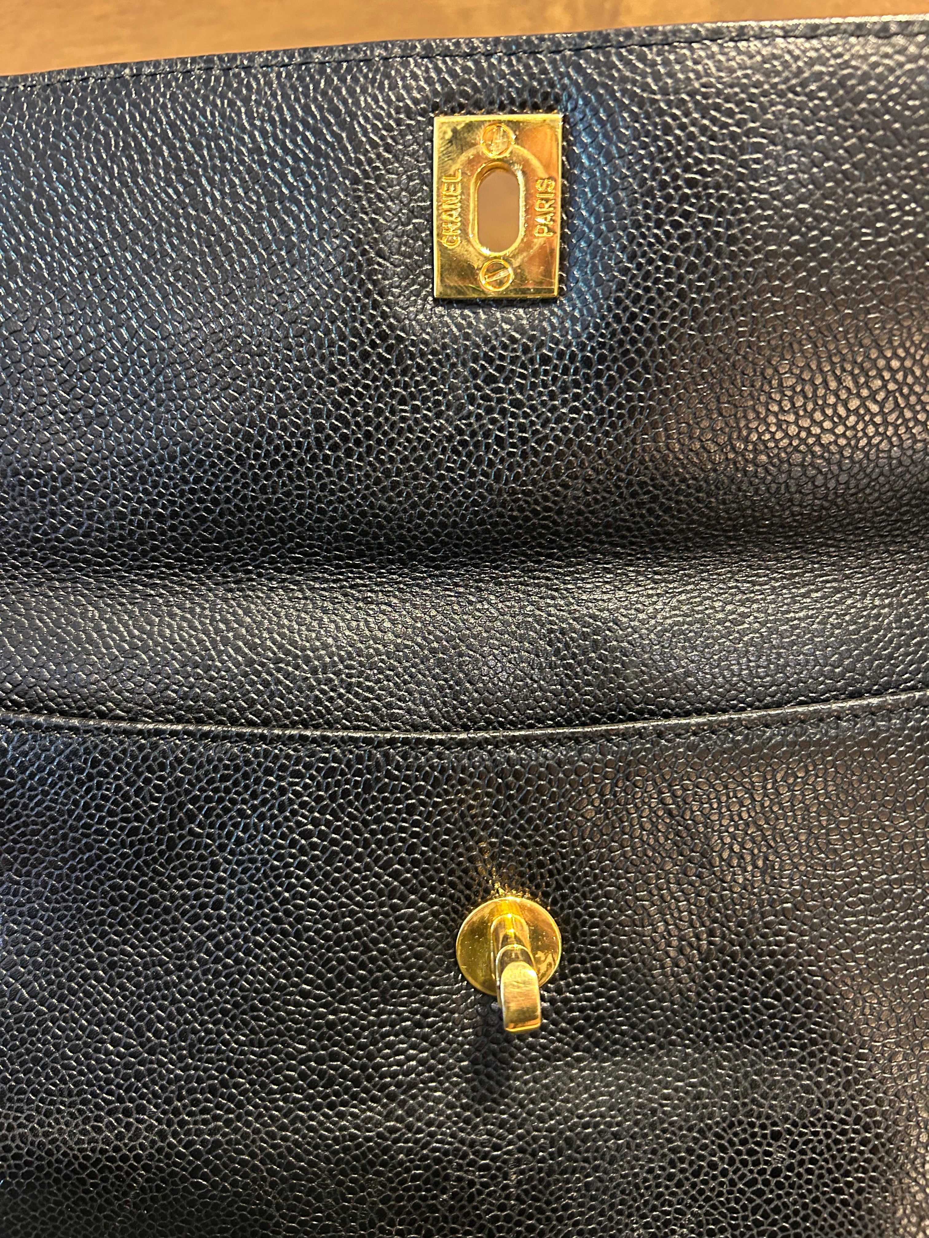 Authentic Vintage Chanel Front Pocket Tote - Black Caviar Leather