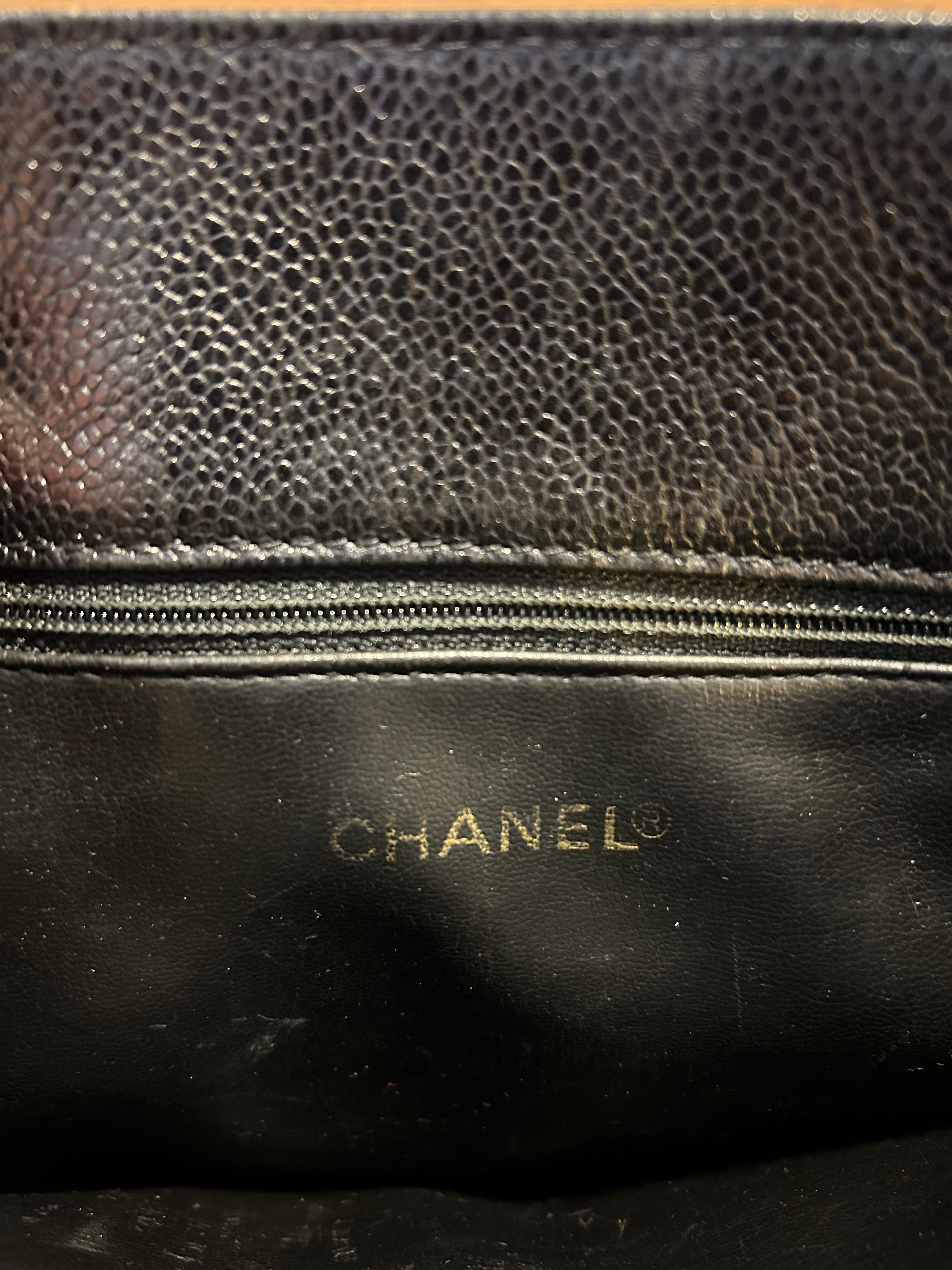 Authentic Vintage Chanel Front Pocket Tote - Black Caviar Leather