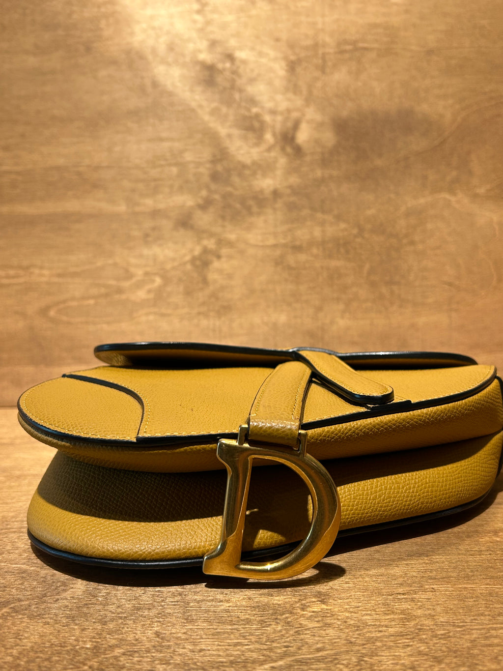 Authentic Christian Dior Saddle Bag Mini - Yellow Grain Calfskin Leather