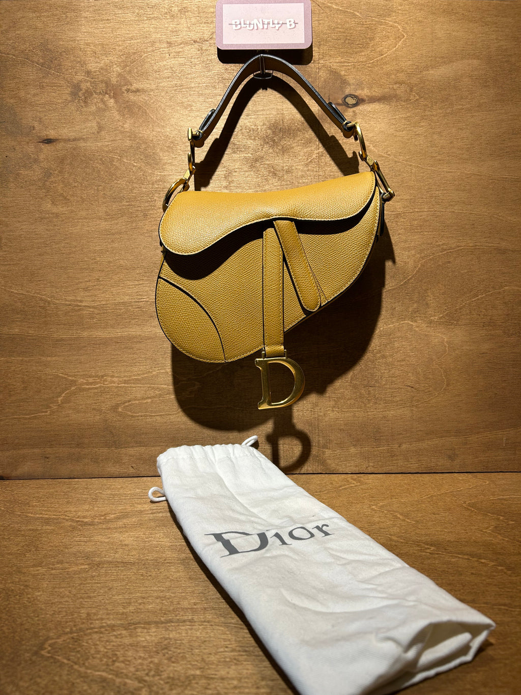 Authentic Christian Dior Saddle Bag Mini - Yellow Grain Calfskin Leather