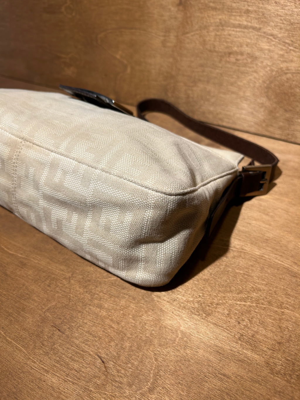 Authentic Fendi Vintage Pocket Shoulder Bag Zucca - Neutral Canvas Small