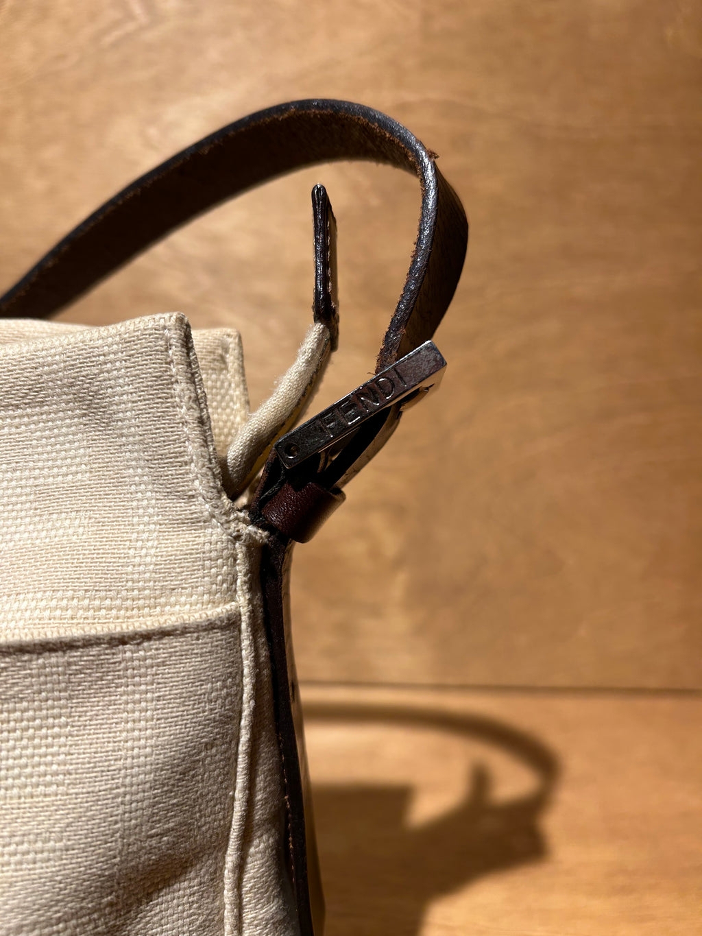 Authentic Fendi Vintage Pocket Shoulder Bag Zucca - Neutral Canvas Small