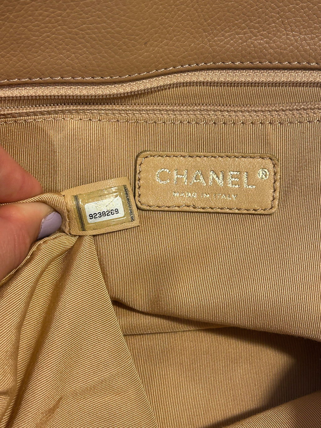 Authentic Chanel Executive Cerf Tote Bag - Tan Caviar Leather (Vintage)