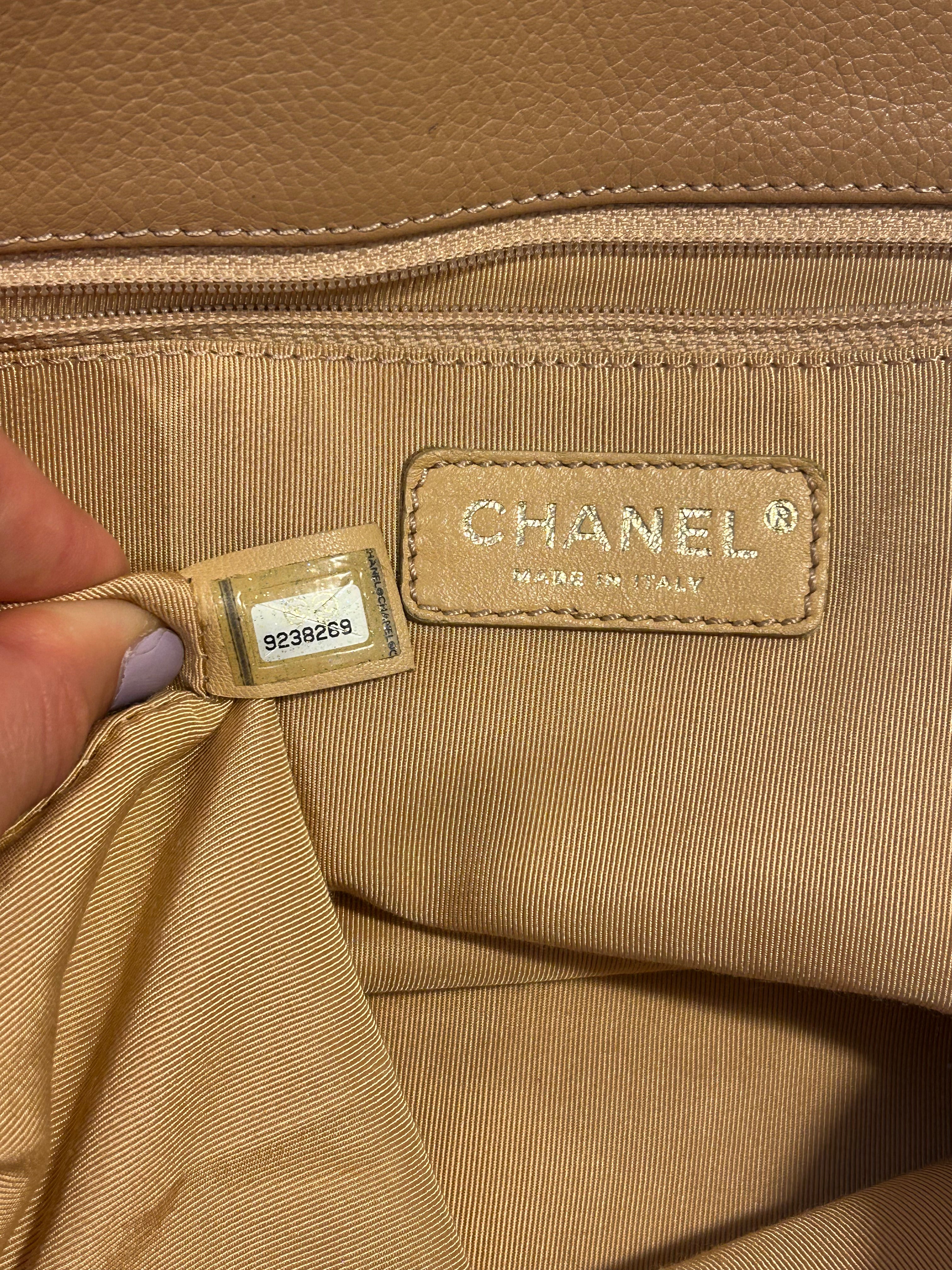 Authentic Chanel Executive Cerf Tote Bag - Tan Caviar Leather (Vintage)
