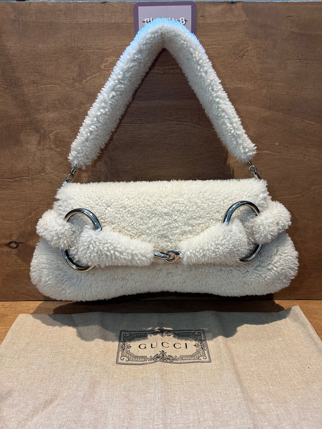 Gucci Horsebit Chain Shoulder Bag - White Shearling Medium