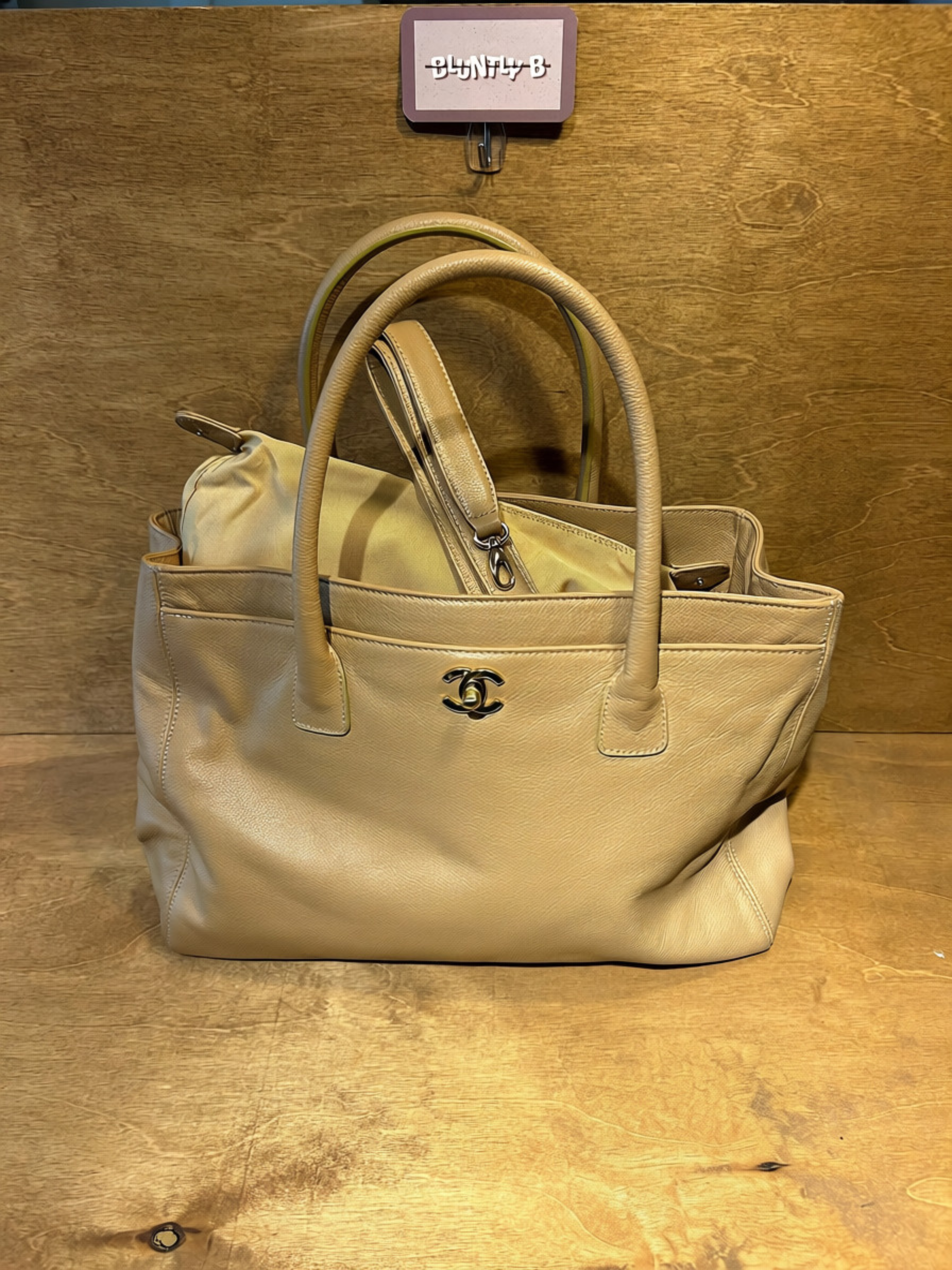 Authentic Chanel Executive Cerf Tote Bag - Tan Caviar Leather (Vintage)